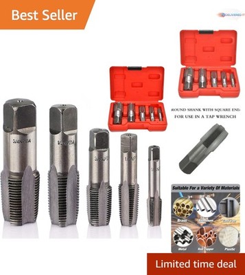5 Piece Pipe Threading Tap Set High-Speed Steel for Repair Clean or Re-thread