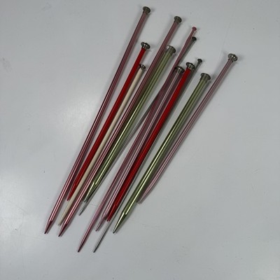 Lot of 12 Mixed Straight Knitting Needles Metal Plastic Aluminum Boye Bates