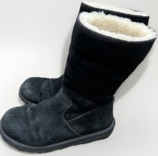 Ugg Australia Fairfax Black Shearling Boots S/N 5681 UK 6.5 W8 Suede Zip Side