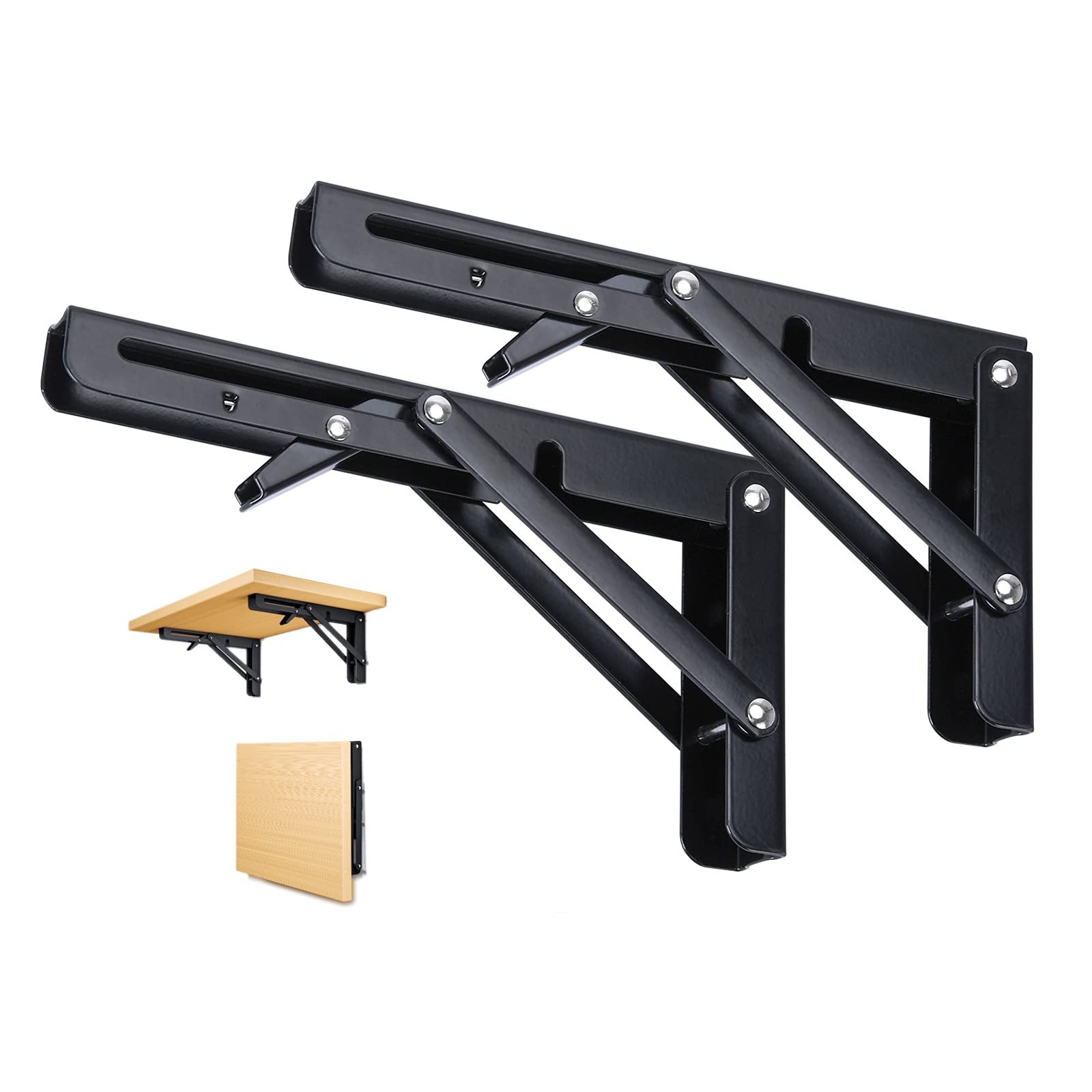 Folding Shelf Brackets 8 Inch, 2pcs Heavy Duty Shelves Bracket Stainless Stee...