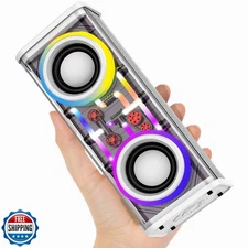 Portable Bluetooth Speaker with LED LightsandTransparent Casing, 