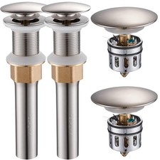 Bathroom Sink Drain Stopper Without Overflow, Pop Up Drain with Detachable Ha...
