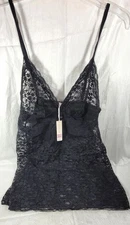 Adore Me Women's Lace & Mesh Babydoll Slip Lingerie - Black - Large