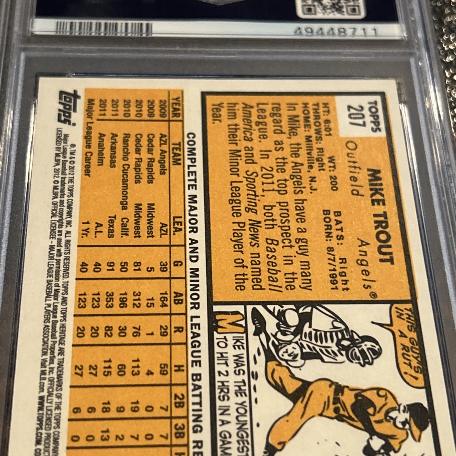 2012 Topps Heritage #207 Mike Trout PSA 8 NM-MT view 7