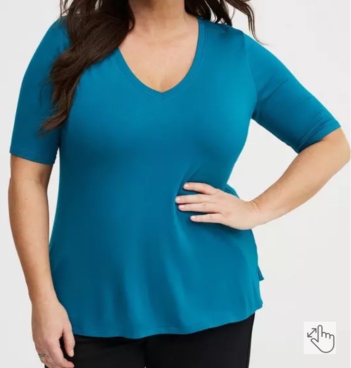 Torrid Size 3 Teal V- neck elbow sleeve Rayon/Spandex HiLo Tunic Top  - NWT