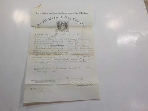 Civil War Document 1865 General Kirby Signature 3rd Maryland Cavalry Ft Gaines