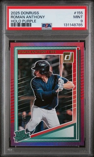 2025 PANINI DONRUSS #155 ROMAN ANTHONY /99 HOLO PURPLE PSA 9 (POP 1)