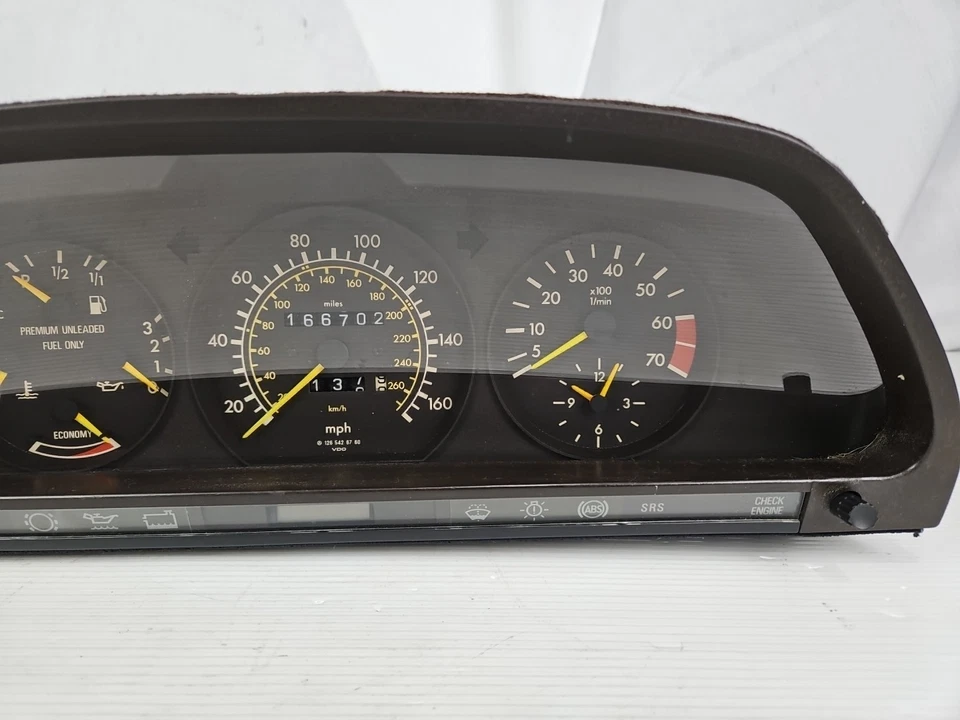 1986-1991 Mercedes Benz W126 420SEL 560SEL SEDAN Instrument Gauge Cluster 166k - Image 3 of 4