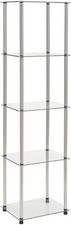 Designs2Go Classic Glass 5 Tier Tower 15.75" - Modern Media Storage Bookshelf fo