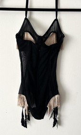 La Perla Black Sheer Lace Mesh Bodysuit XS/XXS B cup