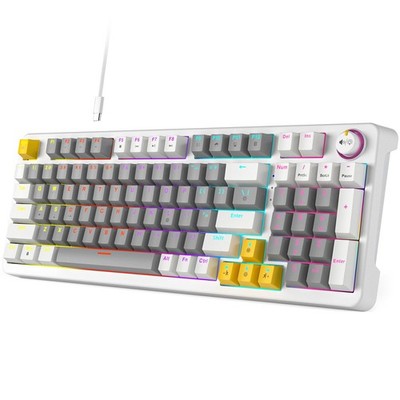 96 Key Mechanical Gaming Keyboard with LED Backlight and Volume Knob