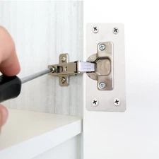 6 Pcs Door Hinge Repair Kit, Kitchen Cabinet Stainless Steel Plate