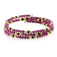 Cavill Armreif Stahl 41,0Ct Rubine Spinelle HäMatit Perlen Damen Schmuck