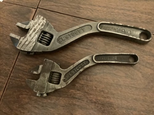 Vintage WESTCOTT Curved Wrenches No. 78 (8”) & No. 80 (10”) VG S-Shaped
