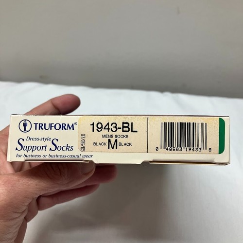 TRUFORM Over The Calf Men's Dress Socks 15-25 mmHg (Black) Size M NOS 2002 - Picture 5 of 6