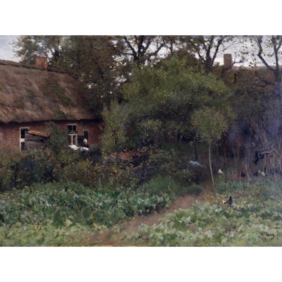 Anton Mauve Der Gemüsegarten Bauernhof Gemälde Wandbild Leinwanddruck 18 x 24 Zoll