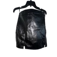 Black PU Leather Skirt Side Zipper Shein Size Medium