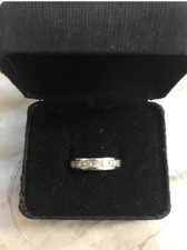 Solid 14K White Gold Women's Princess Cut Diamond Anniversary Wedding Band Ring