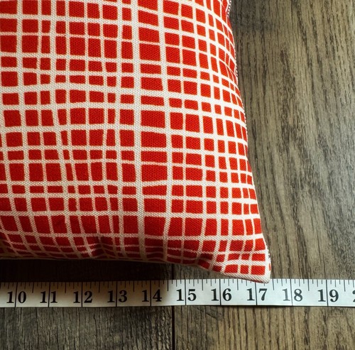 WEST ELM Pillow 17X 17 Red Blue Ivory Geo Print Canvas Reversible Throw Cushion - Picture 4 of 6