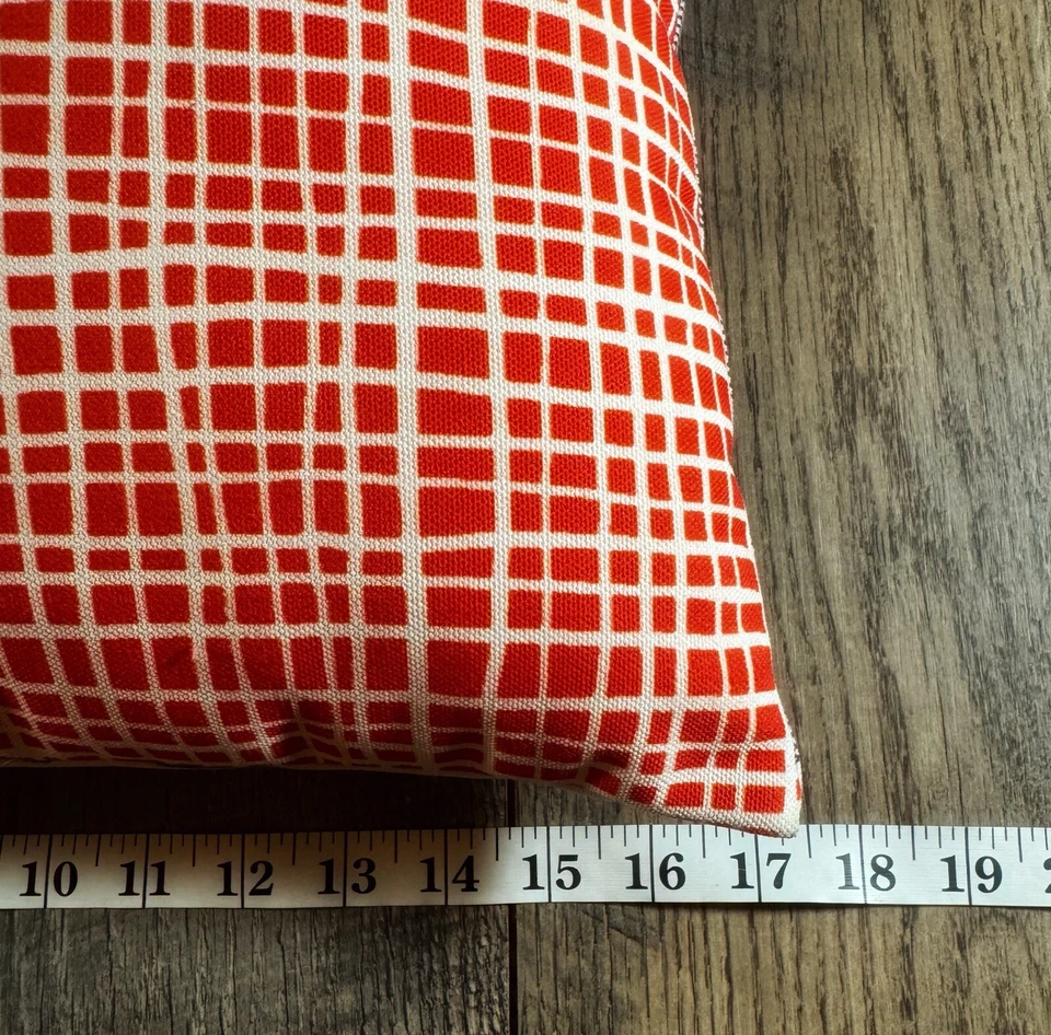 WEST ELM Pillow 17X 17 Red Blue Ivory Geo Print Canvas Reversible Throw Cushion - Image 4 of 4