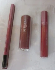 Purlisse Lip Kit Trio Mauve Berry-Velvet Crush-Elevate Your LipGame 3Pc No Box