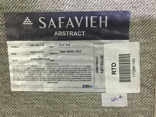 IVORY / LIGHT BLUE 2'-3" X 8' Flaw in Rug, Reduced Price 1172661160 ABT763J-28 - Picture 3 of 3