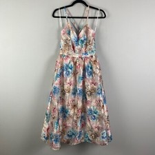 Lulus Refined Eloquence Mauve Multi Floral Jacquard Midi Dress Size Small