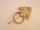 ANCIENNE GRANDE FIBULE ARGENT MASSIF POINÇON TÊTE KABYLE MAROC TOUAREG BERBERE
