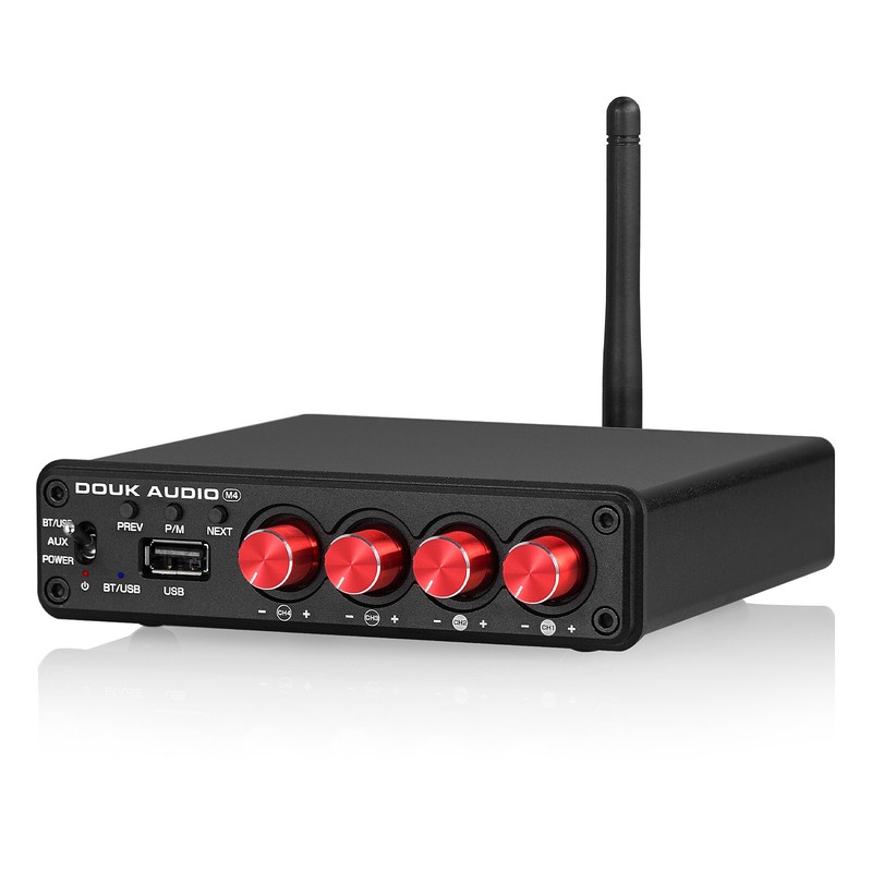 HIFI 4 Channel Digital Amplifier Stereo Audio Amp w/ Bluetooth 5.0 USB Player