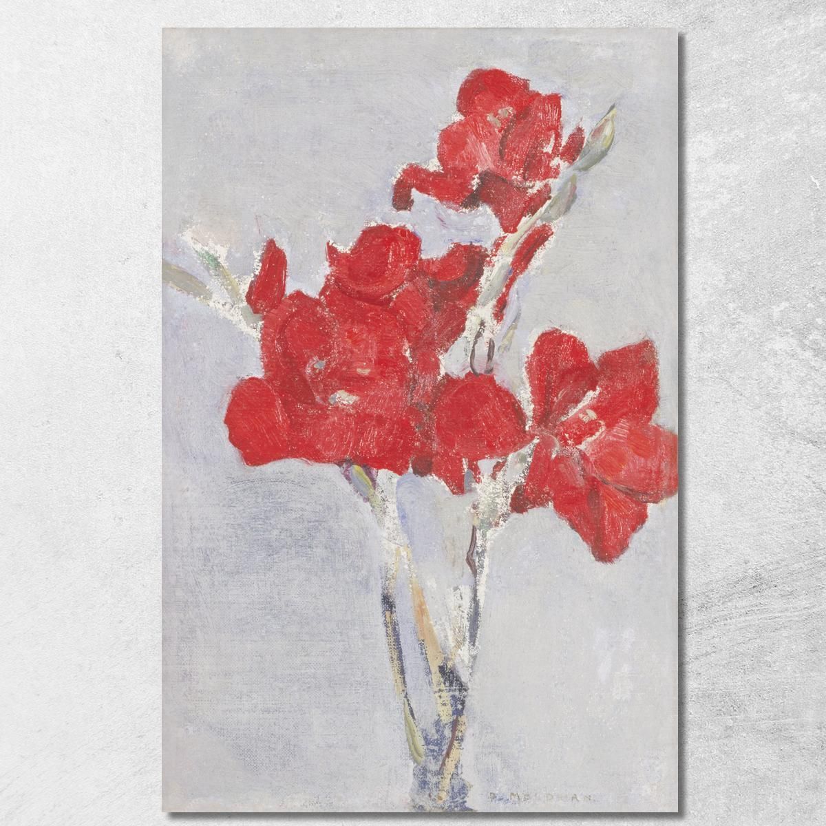 Gladiolos Rojos Piet Mondrian, pmn63 cuadro en lienzo