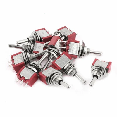 UXCELL 10 Pcs AC 250V 2A Momentary/OFF/Momentary 3 Position SPDT 3 Pins Toggle Switch