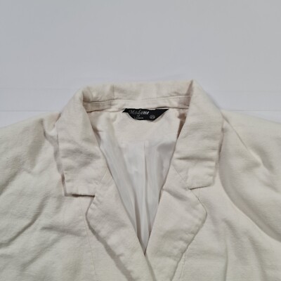 Madame of London Womens Jacket White 20 UK Linen Cropped Blazer