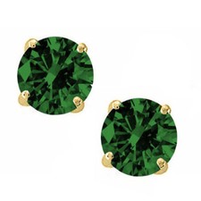 0.50 - 4.00 Ct. 14K Yellow Gold Emerald Round Shape Stud w/ Push Back Earrings