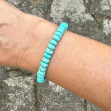 8mm Blue Green Kingman Arizona Natural Turquoise Beaded Rondelle Bracelet Clasp