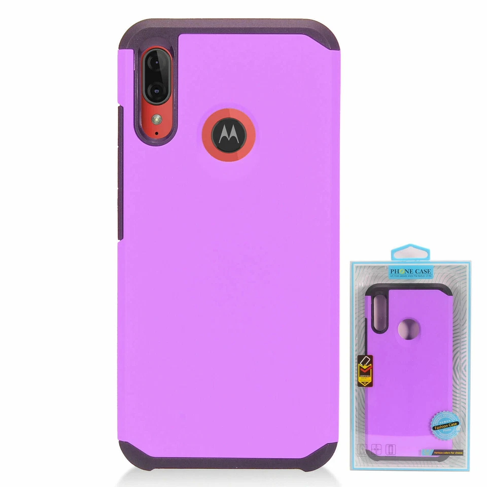 For Motorola E6 Plus XT2025 Rubberized Hybrid Slim Shockproof Case Purple/Black - Image 4 of 4
