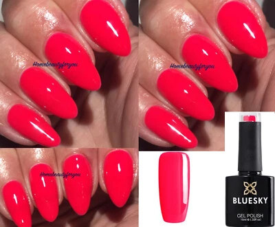 BLUESKY GEL NAIL POLISH NEON CORAL RED/PINK N25 UV LED SOAK OFF
