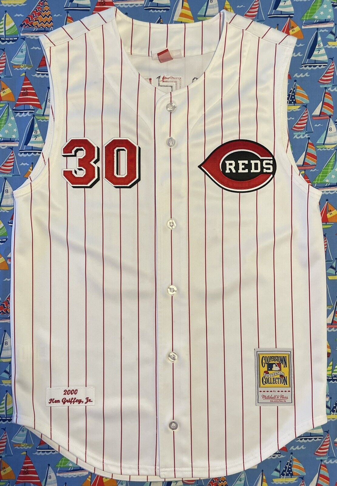 Men’s Cincinnati Reds Ken Griffey Jr. Mitchell & Ness 2007 Red Cooperstown Collection Batting Practice Jersey