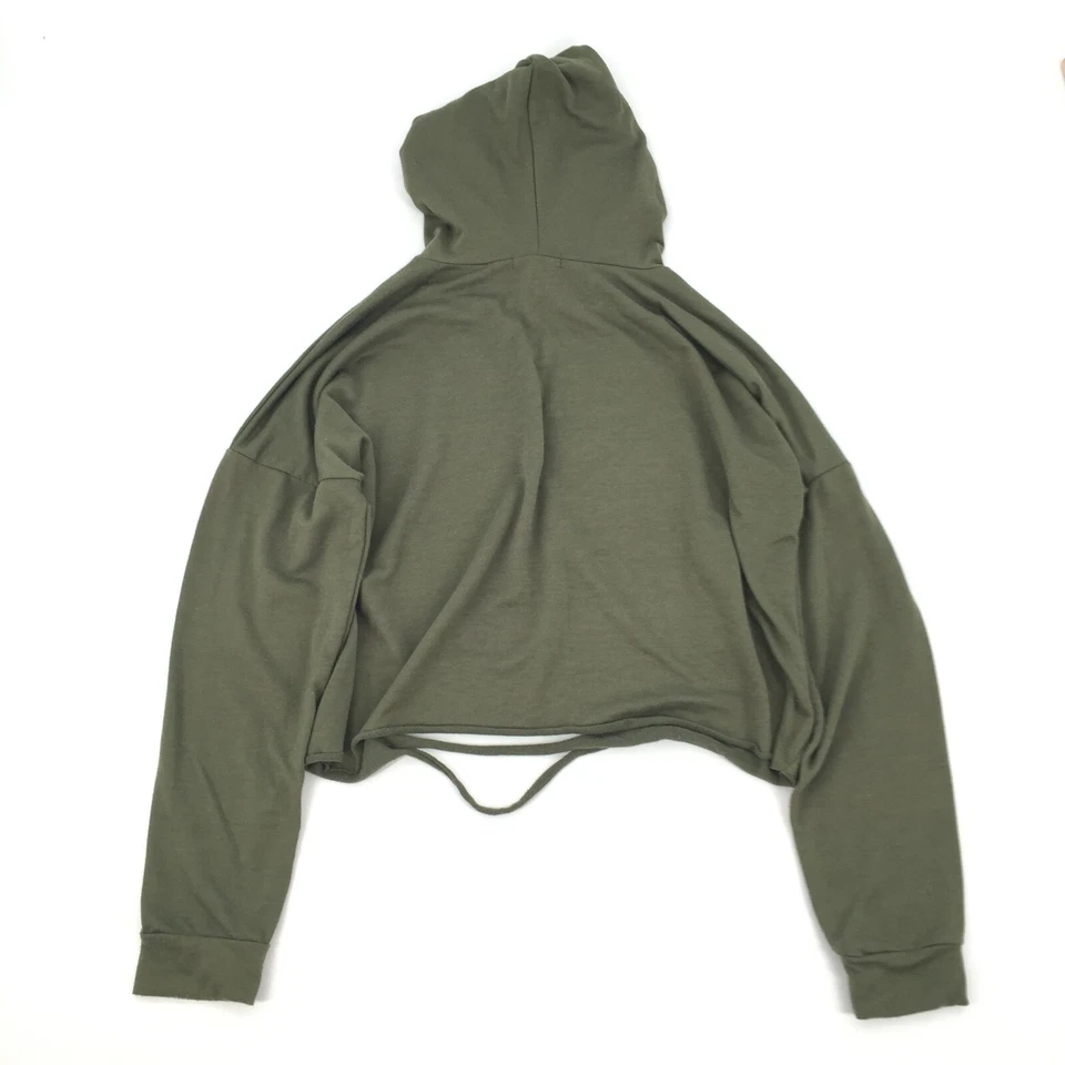 Sudadera con Capucha Recortada Manga Larga Estampado Águila Charlotte Russe Nueva York S Verde Rasgado Foto 2 de 4