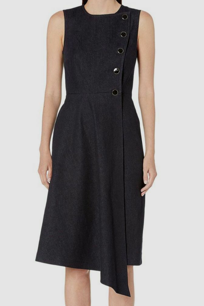 $799 Adam Lippes Women's Blue Stretch Jean Denim Sleeveless Asymmetrical  Dress 2 | eBay