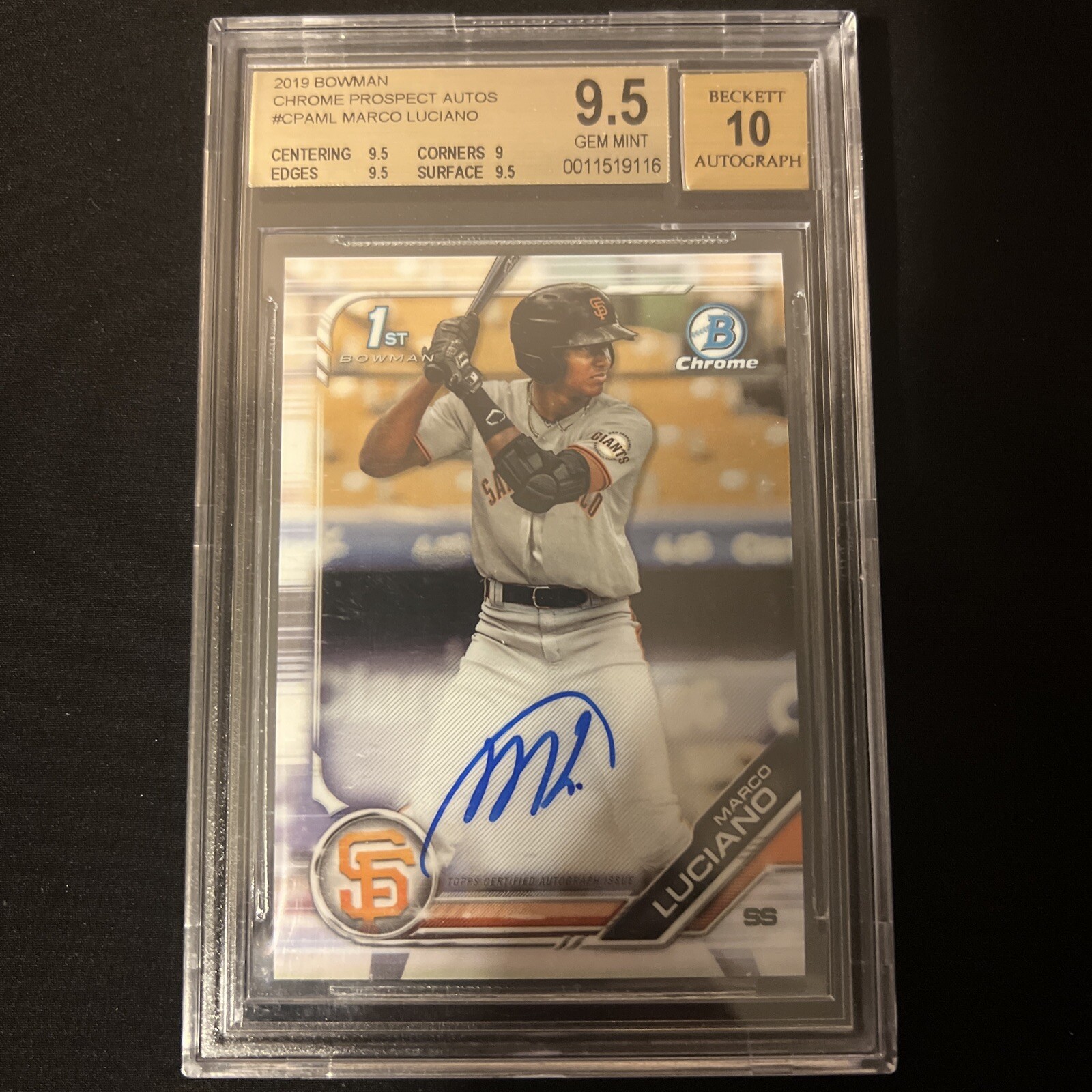 2019 Bowman Chrome Marco Luciano 1st Bowman Auto PSA 10
