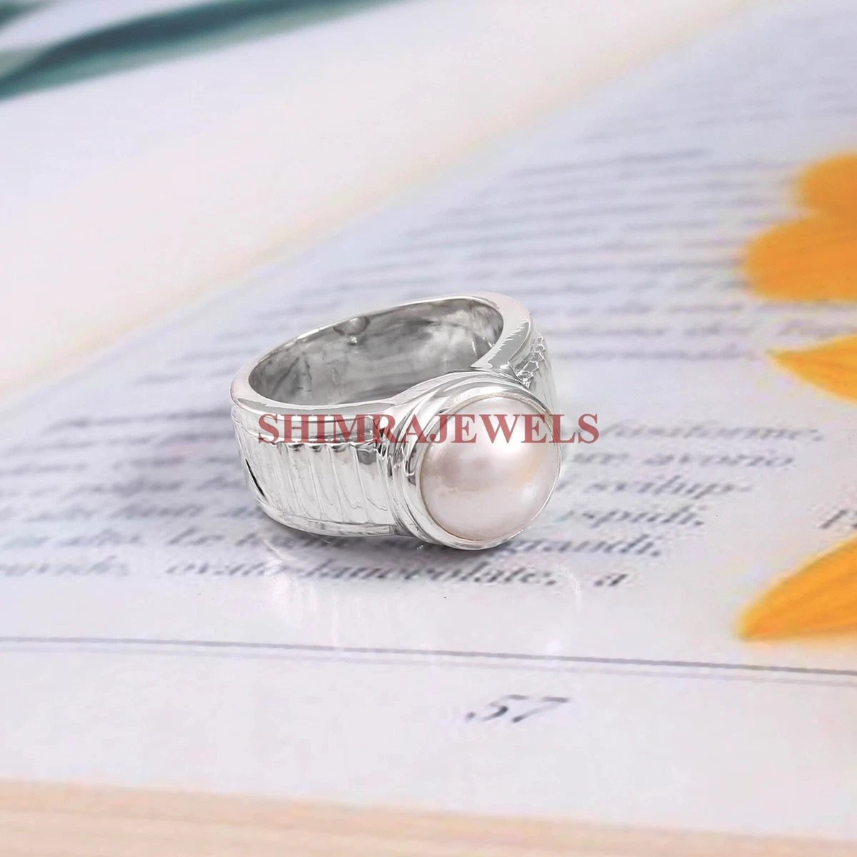 Original 925 Sterling Silver Mother of Pearl Stone Mens Ring –  silverbazaaristanbul