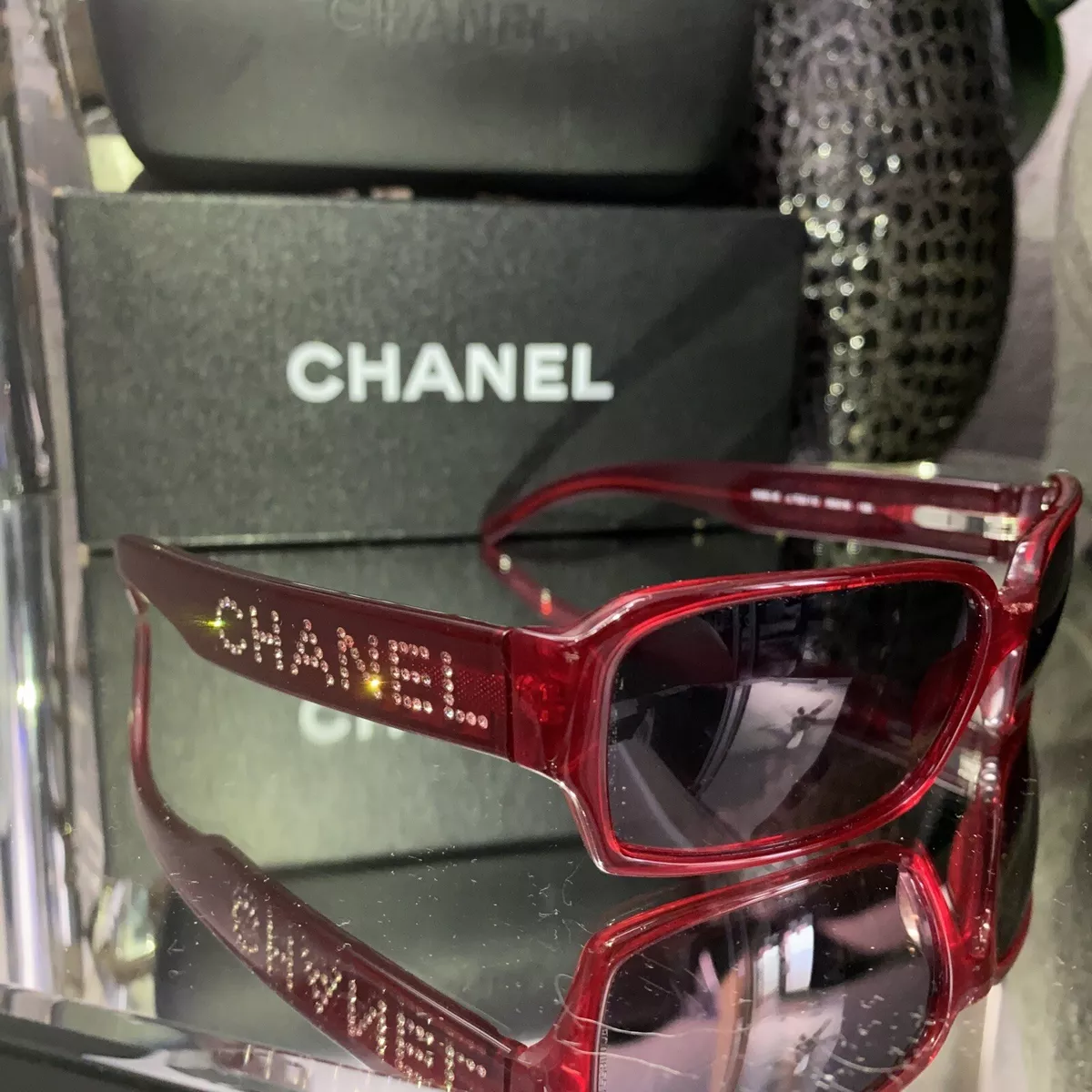 Vintage Chanel Red  Black Sunglasses  Tokyo Roses Vintage  Vintage chanel  Black sunglasses Vintage chanel clothing