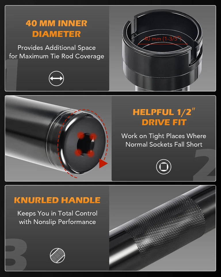 13pc Inner Tie Rod Removal Installation Tool Set with 12 SAE & Metric Adaptors Foto 4 de 4