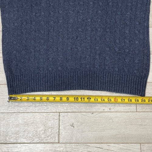 Polo Ralph Lauren Sweater Mens XL Blue Cable Knit Silk Crew Neck Pony Vtg - Picture 6 of 12