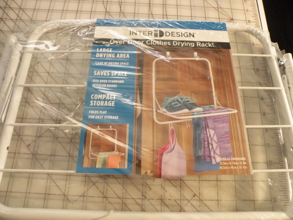 NIP INTERDESIGN Folding Steel Over-the-Door Mount Clothes Drying Rack WHITE - Image 2 of 4