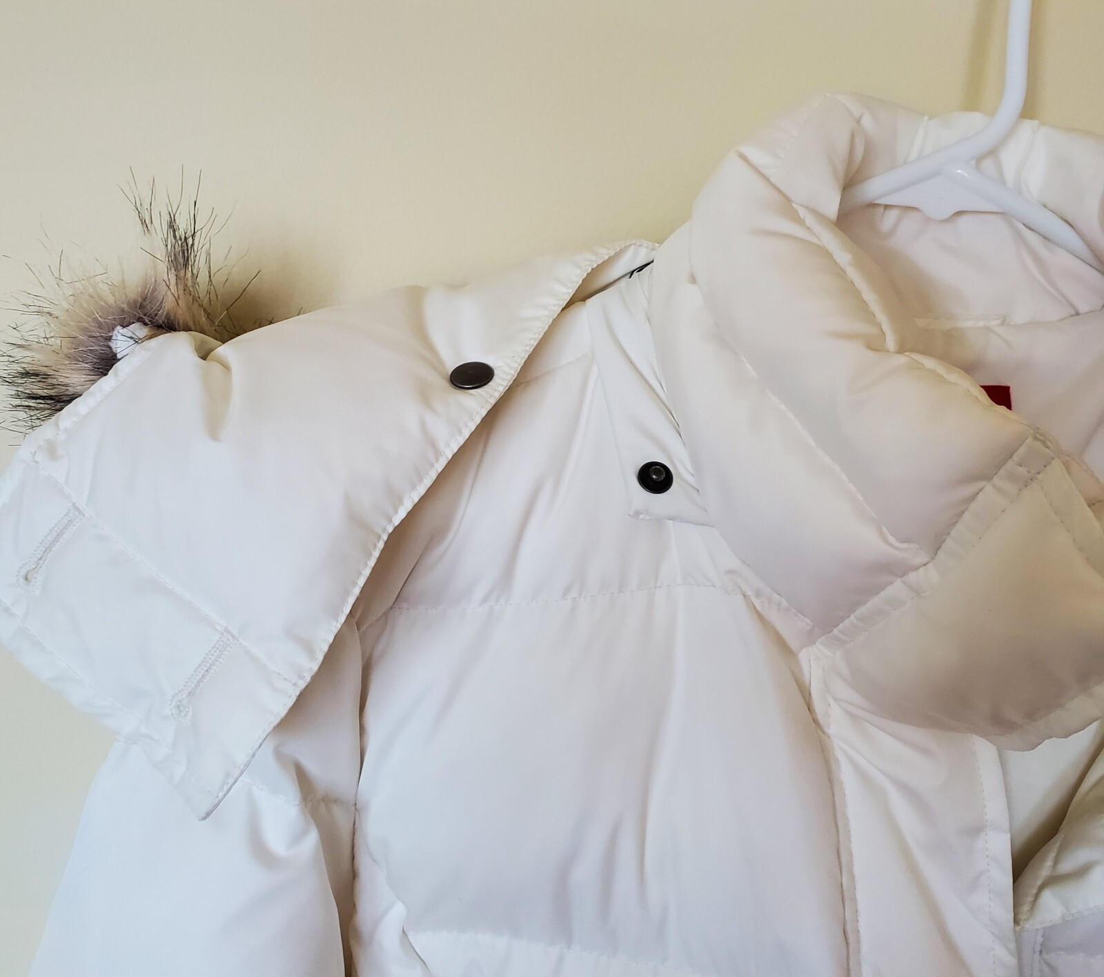 Espirit White Down Parka Faux Fur Hoodie Coat Jacket Womens Size M Dual