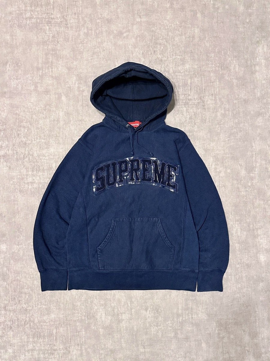 Supreme Patent Chenille Arc Logo Hoodie FW17 Navy SZ Medium | eBay 