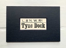 Vintage 'Tyne Dock' Paper Luggage Label / Mounted & Matted - 6x4in / 15x10cm