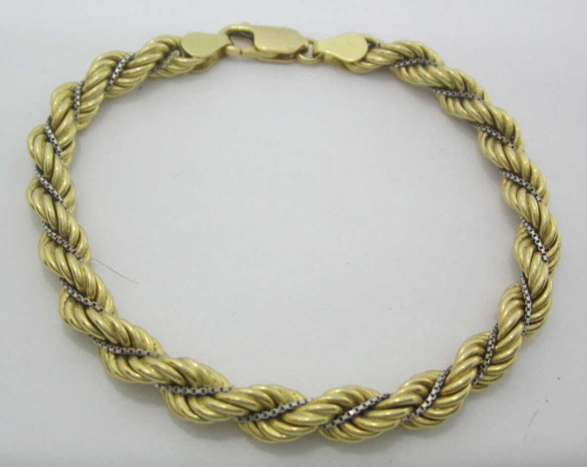 STUNNING THICK UNISEX 18K TWO-TONE ROPE-BOX CHAIN… - image 1
