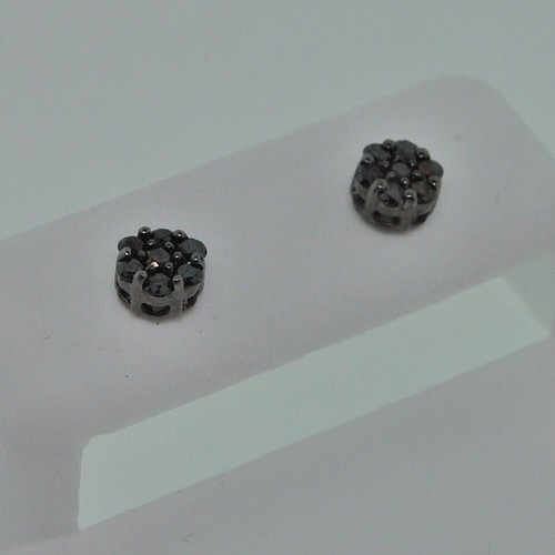0.25 Ctw Lab Created Black Spinel 14K Black Gold Over Flower Stud Earrings - Picture 6 of 10